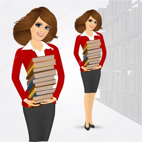 Библиотекарь на белом фоне