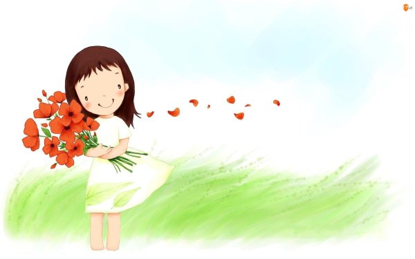 Девочка с цветами рисунок