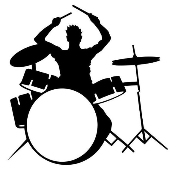 Силуэты музыкантов барабанщик