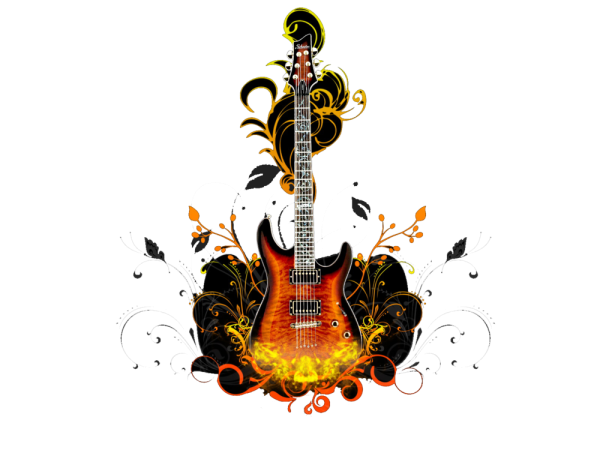 Рок гитарист на прозрачном фоне