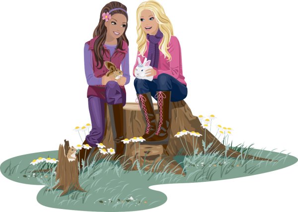 Подружки на прозрачном фоне