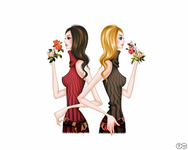 Две девушки рисунок