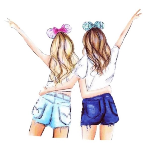 Две девочки нарисованные