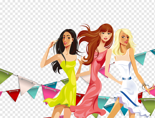 Встреча подруг на прозрачном фоне