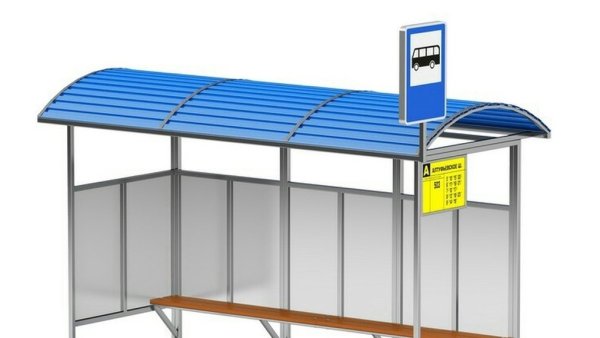 Автобусная остановка на белом фоне