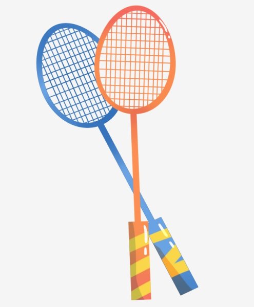 Ракетка для бадминтона на прозрачном фоне