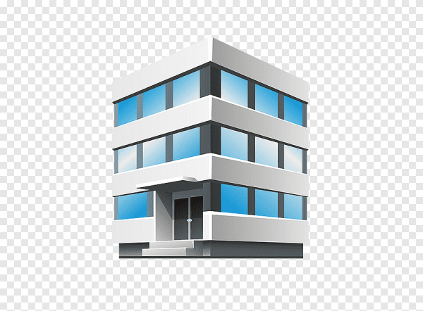 Офисное здание на белом фоне