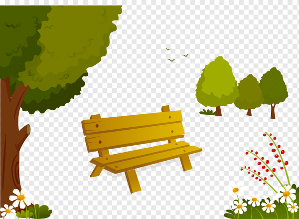 Скамейка в парке мультяшная