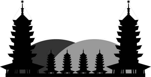 Силуэт архитектуры Китая храм