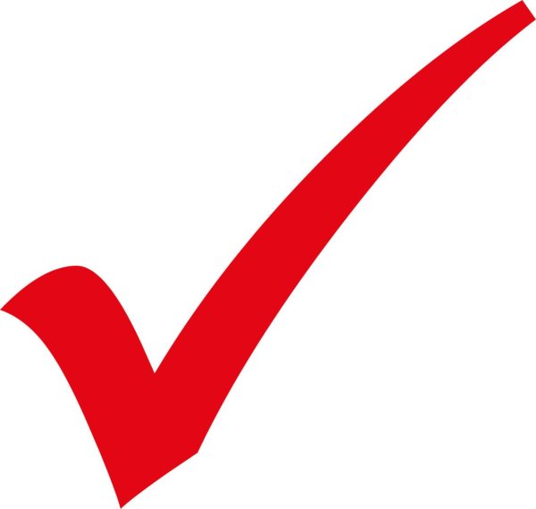 Красная галочка на белом фоне