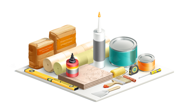 Строительные и отделочные материалы вектор