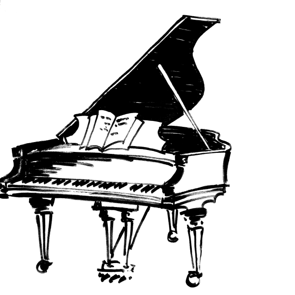 Рояль на белом фоне