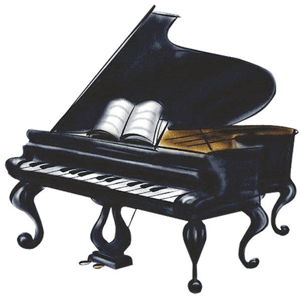 Пианино на белом фоне