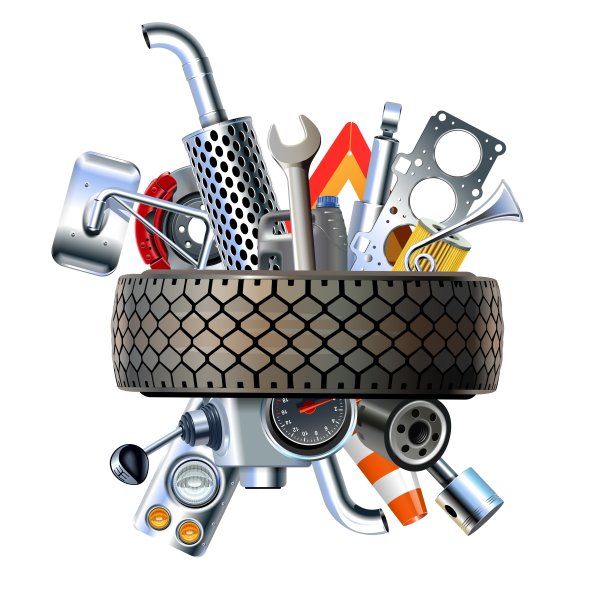 Автозапчасти на прозрачном фоне