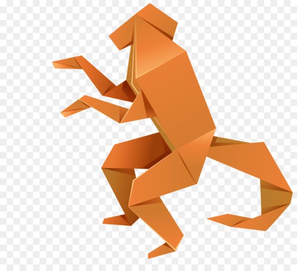 Фигурки из оригами на прозрачном фоне