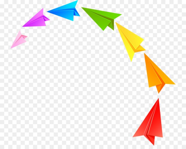 Бумажный самолетик на прозрачном фоне