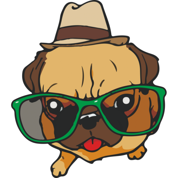 Собака Мопс в очках