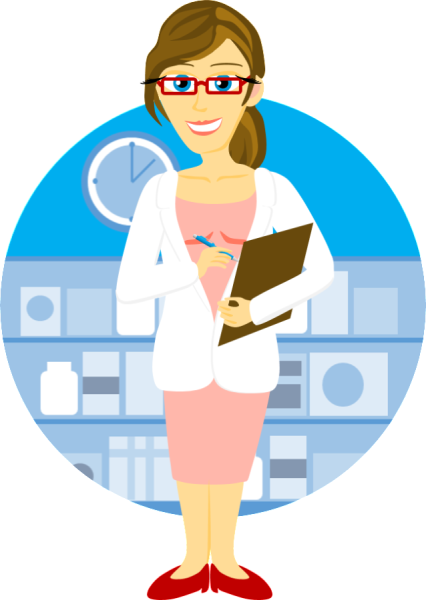 Рисунок фармацевта в аптеке