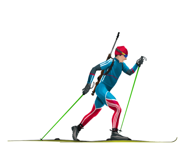 Биатлонист на белом фоне