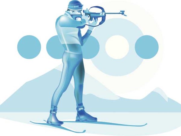 Зимний спорт биатлон рисунок