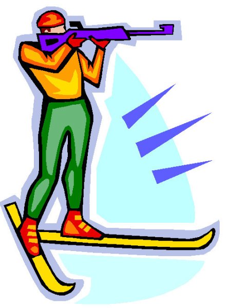 Биатлонист на белом фоне