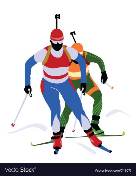 Лыжник на белом фоне