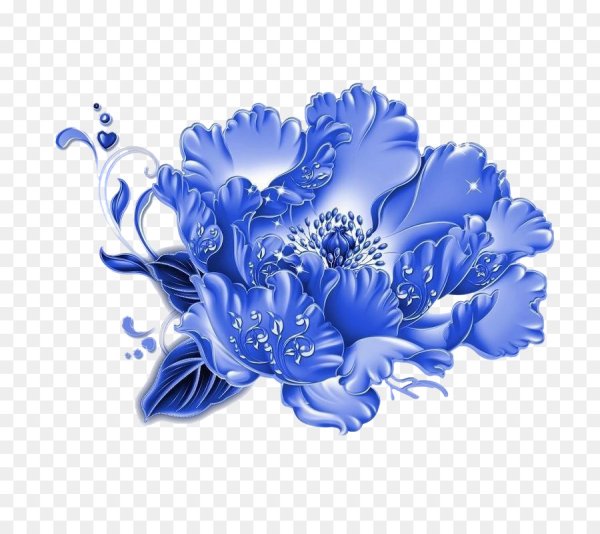 Цветочный орнамент синего цвета