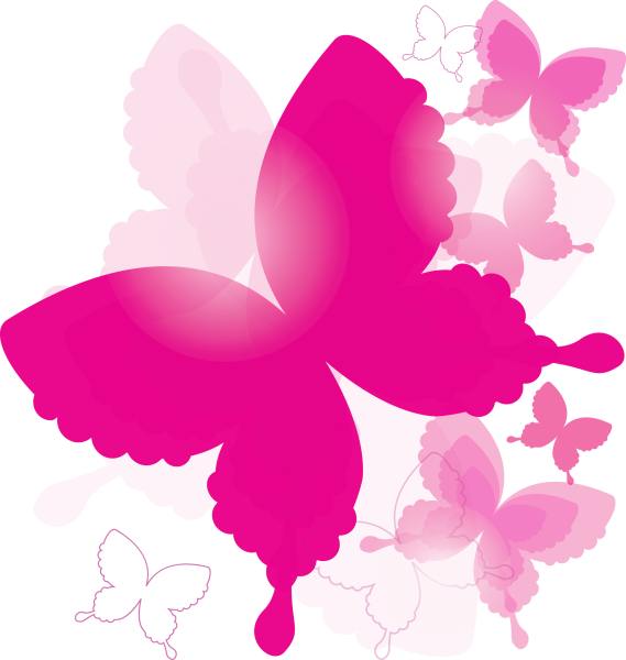 Розовые бабочки на прозрачном фоне