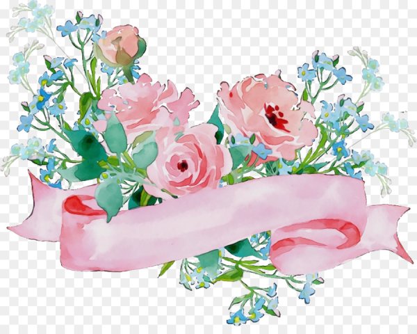 Акварельная ленточка с цветами