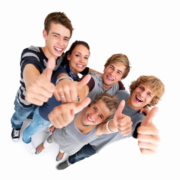 Старшеклассники на белом фоне