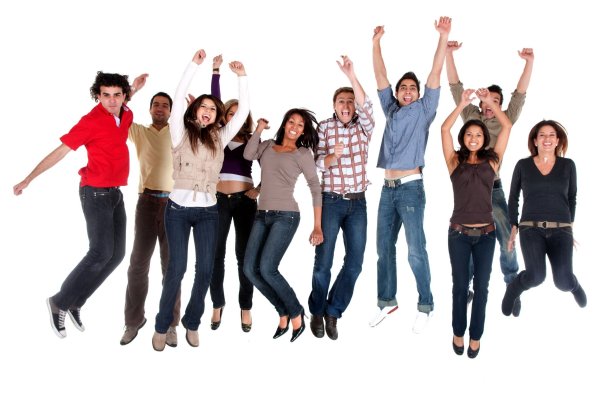 Несколько людей на белом фоне