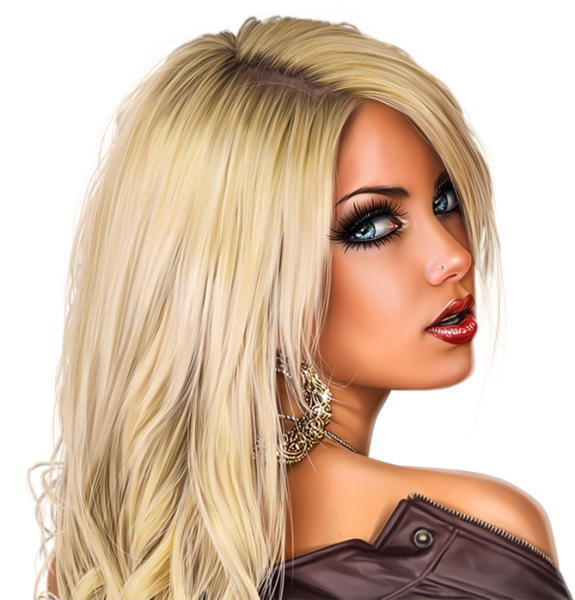 Девушка блондинка на прозрачном фоне