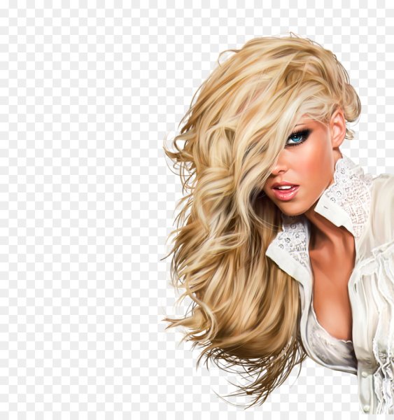 Волосы блонд на прозрачном фоне