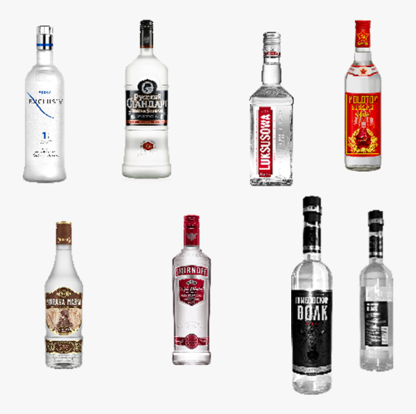 Спиртные напитки на прозрачном фоне