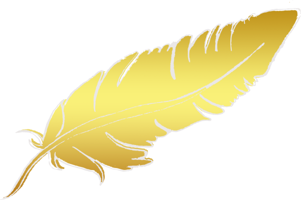 Золотое перо на белом фоне