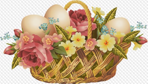 Пасхальная корзинка на прозрачном фоне