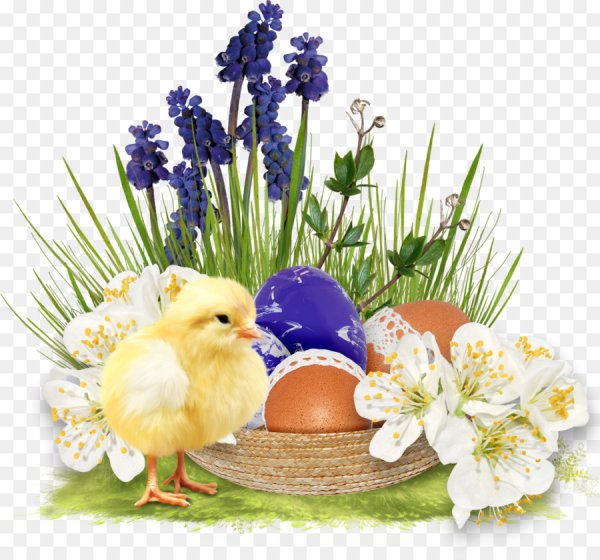 Корзинка с крашеными яйцами