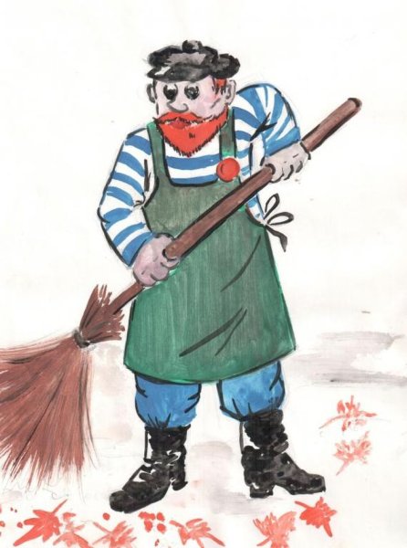 Дворник с метлой