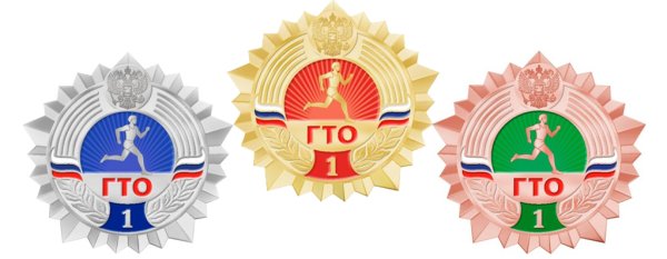 Значки ГТО на белом фоне