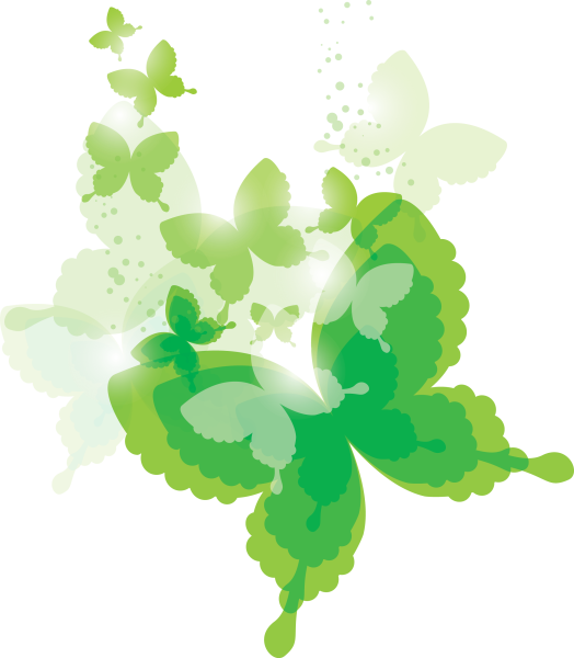 Зеленые цветы на прозрачном фоне