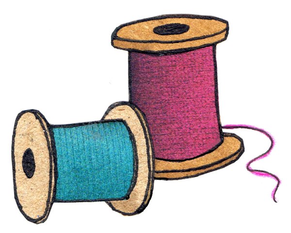 Катушка ниток на белом фоне
