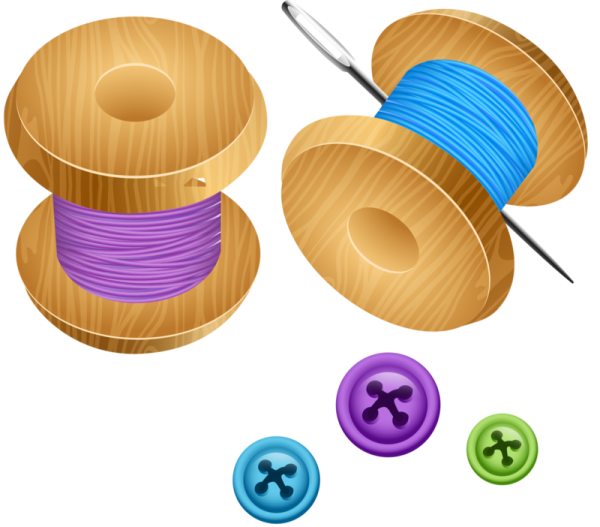 Швейные принадлежности на прозрачном фоне