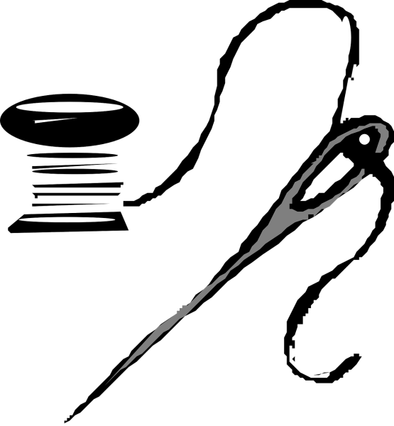 Иголка с ниткой на прозрачном фоне