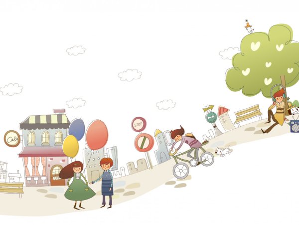 Детский город на белом фоне