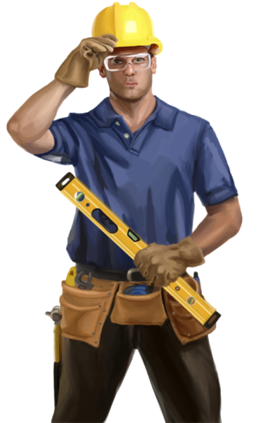 Строитель на прозрачном фоне