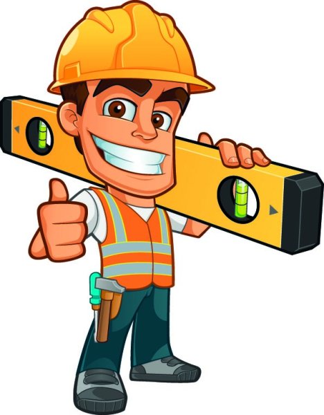 Мультяшный Строитель в каске