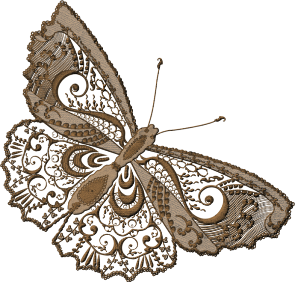 Винтажная бабочка на прозрачном фоне