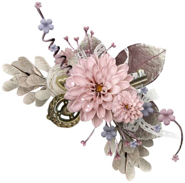 Цветочный декор на прозрачном фоне