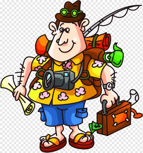 Карикатура на туриста с рюкзаком