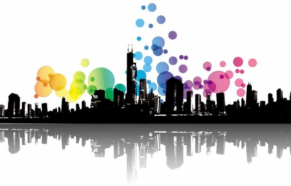 Силуэт города цветной
